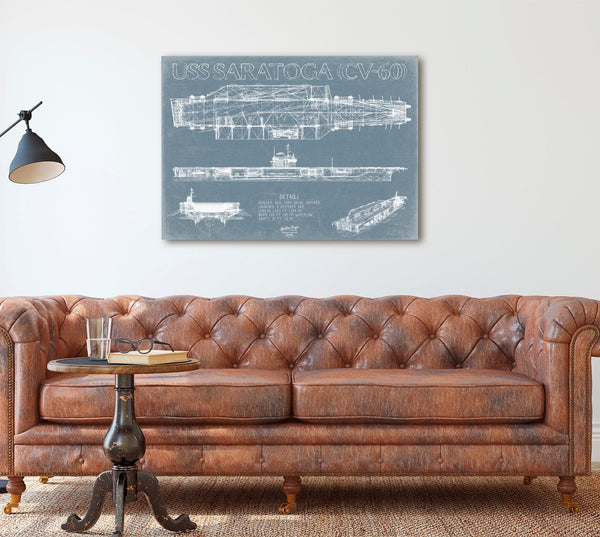 Bella Frye USS Saratoga (CV-60) Blueprint Wall Art - Original Carrier Print