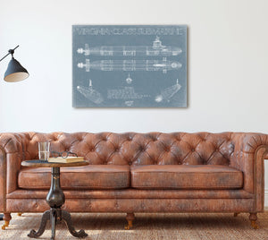 Bella Frye Virginia-class submarine Blueprint Wall Art - Original Submarine Print