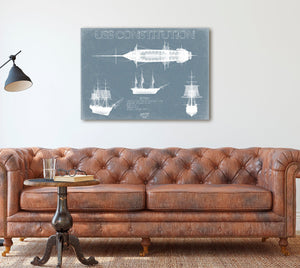 Bella Frye USS Constitution (Old Ironsides) Blueprint Wall Art - Original Frigate Print