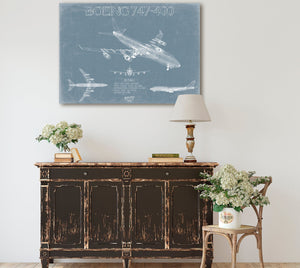 Bella Frye Boeing 747-400 Aircraft Blueprint Wall Art - Original Aviation Plane Print