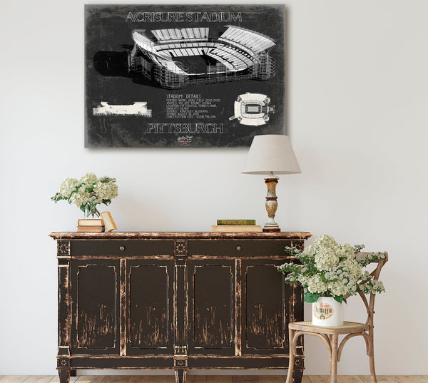 Bella Frye Pittsburgh Wall Art - Acrisure Stadium Print Antiqua Background