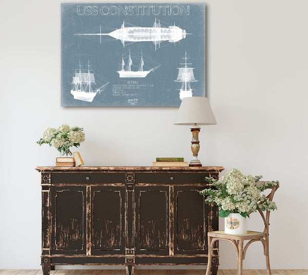 Bella Frye USS Constitution (Old Ironsides) Blueprint Wall Art - Original Frigate Print