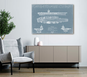 Bella Frye USS Enterprise (CVN-65) Frigate Ship Blueprint Wall Art - Original Carrier Print