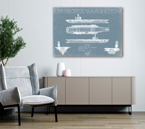 Bella Frye USS George Washington (CVN-73) Blueprint Wall Art - Original Carrier Print