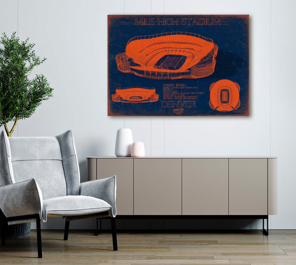 Bella Frye Mile High Stadium Wall Art - Original Denver Broncos Team Color Print