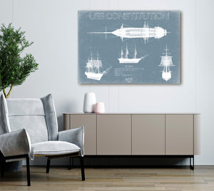 Bella Frye USS Constitution (Old Ironsides) Blueprint Wall Art - Original Frigate Print