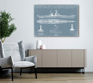 Bella Frye USS Wisconsin (BB-64) Blueprint Wall Art - Original Battleship Print