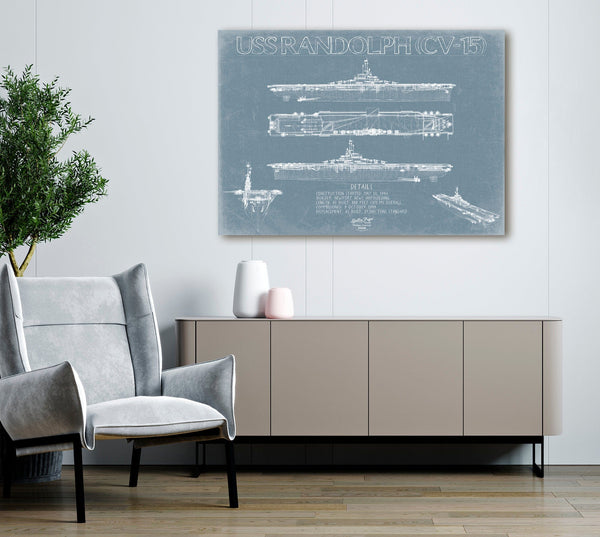 Bella Frye USS Randolph (CV-15) Blueprint Wall Art - Original Carrier Print