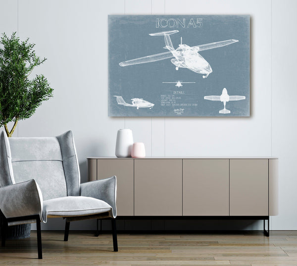 Bella Frye ICON A5 Light-Sport Aircraft Blueprint Wall Art - Original Airplane Print