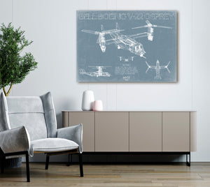 Bella Frye Bell Boeing V-22 Osprey Aircraft Blueprint Wall Art - Original Aviation Plane Print