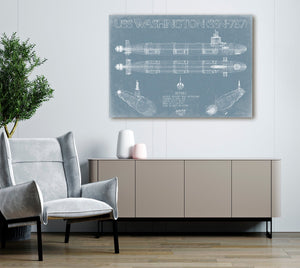 Bella Frye USS Washington (SSN-787) Blueprint Wall Art - Original Submarine Print