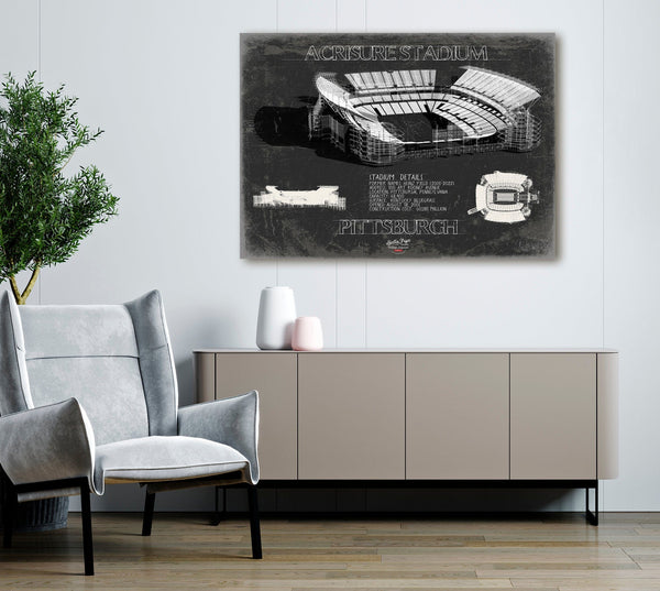 Bella Frye Pittsburgh Wall Art - Acrisure Stadium Print Antiqua Background