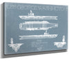 Bella Frye 14" x 11" / Stretched Canvas Wrap USS George Washington (CVN-73) Blueprint Wall Art - Original Carrier Print