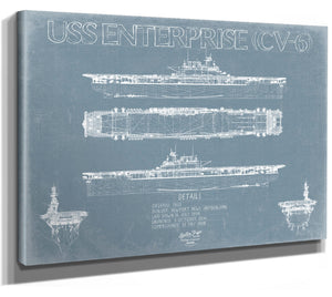 Bella Frye USS Enterprise CV-6 Blueprint Wall Art - Original Carrier Print