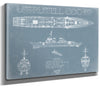 Bella Frye 14" x 11" / Stretched Canvas Wrap USS Russell (DDG-59) Blueprint Wall Art - Original Destroyer Print