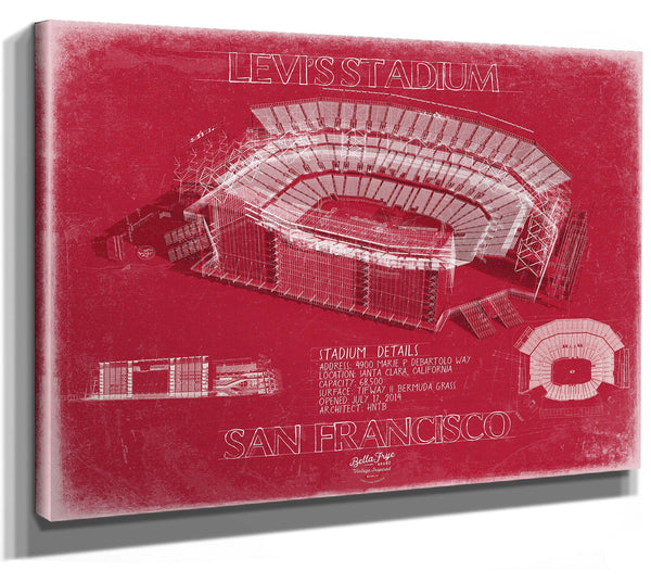 Bella Frye 14" x 11" / Stretched Canvas Wrap Levi's Stadium Wall Art - Original San Francisco 49ers Fan Print