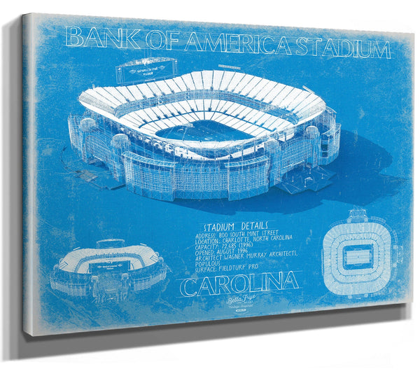 Bella Frye 14" x 11" / Stretched Canvas Wrap Bank of America Stadium Wall Art - Original Carolina Panthers Print