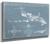 Bella Frye 14" x 11" / Stretched Canvas Wrap Bombardier BD-100 Challenger 300 Aircraft Blueprint Wall Art - Original Aviation Plane Print