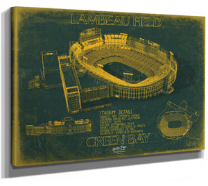 Bella Frye 14" x 11" / Stretched Canvas Wrap Lambeau Field Wall Art - Original Green Bay Packers Print