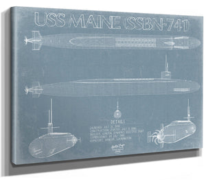 Bella Frye USS Maine (SSBN-741) Blueprint Wall Art - Original Submarine Print