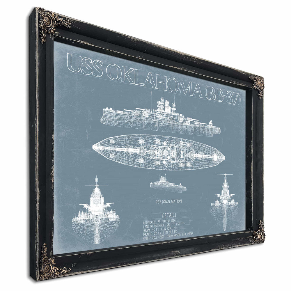 Bella Frye Home & Garden > Decor > Artwork USS Oklahoma (BB-37) Blueprint Wall Art - Original Cruiser Print