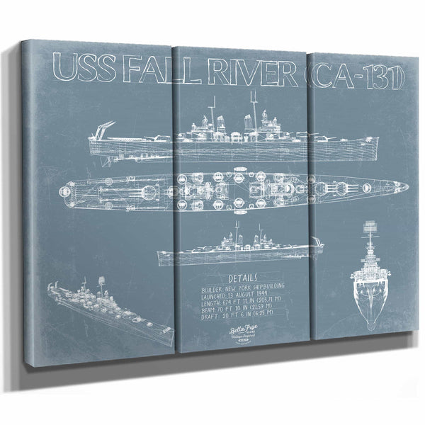 Bella Frye Home & Garden > Decor > Artwork USS Fall River (CA-131) Blueprint Wall Art - Original Cruiser Print