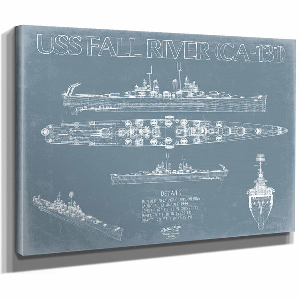 Bella Frye Home & Garden > Decor > Artwork USS Fall River (CA-131) Blueprint Wall Art - Original Cruiser Print
