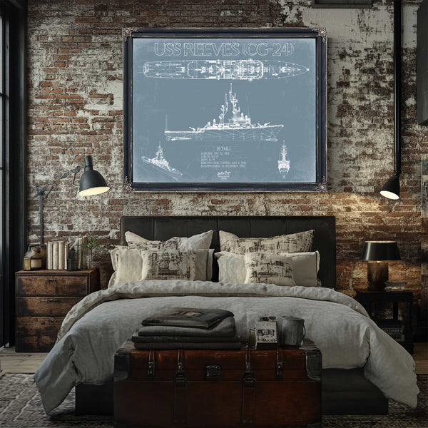 Bella Frye Home & Garden > Decor > Artwork USS Reeves (DLG/CG-24) Blueprint Wall Art - Original Cruiser Print