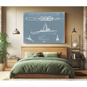 Bella Frye Home & Garden > Decor > Artwork USS Reeves (DLG/CG-24) Blueprint Wall Art - Original Cruiser Print