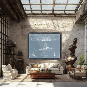 Bella Frye Home & Garden > Decor > Artwork USS Reeves (DLG/CG-24) Blueprint Wall Art - Original Cruiser Print
