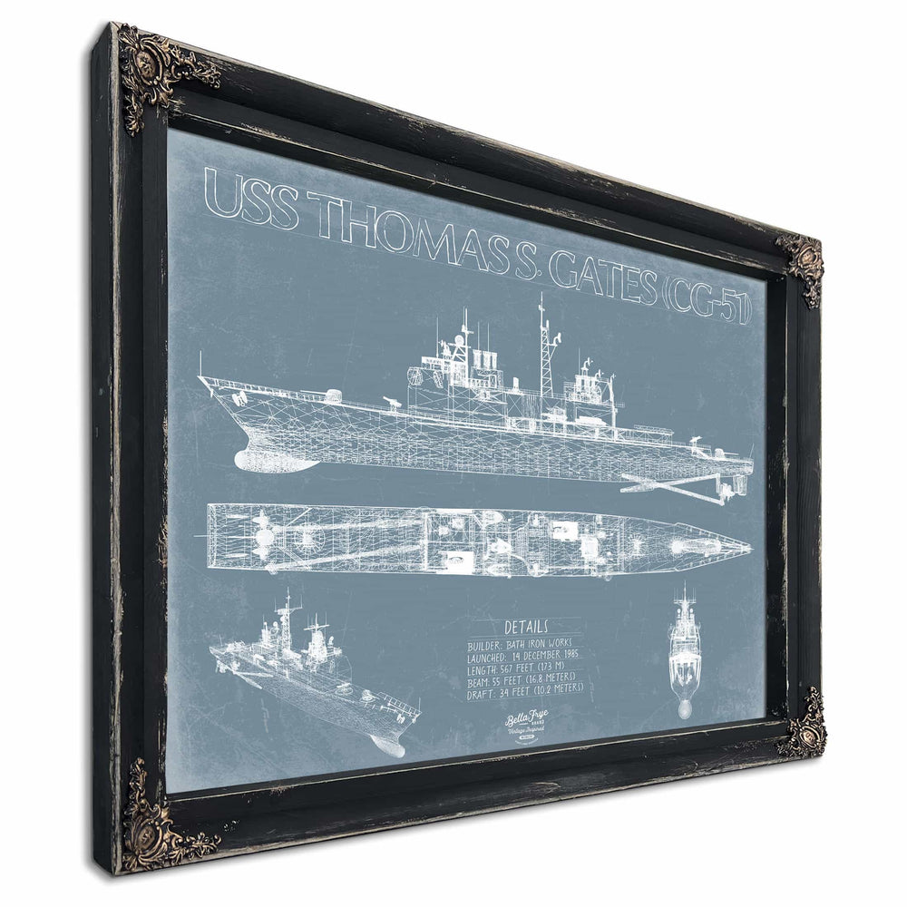 Bella Frye Home & Garden > Decor > Artwork USS Thomas S. Gates (CG-51) Blueprint Wall Art - Original Cruiser Print