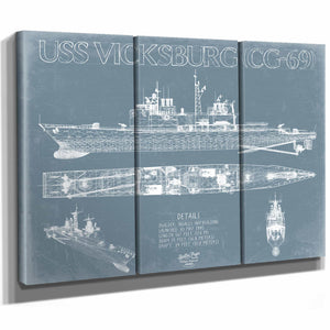 Bella Frye Home & Garden > Decor > Artwork USS Vicksburg (CG-69) Blueprint Wall Art - Original Cruiser Print