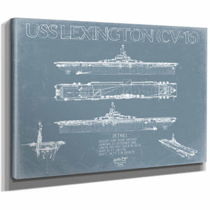 Bella Frye Home & Garden > Decor > Artwork USS Lexington (CV-16) Blueprint Wall Art - Original Carrier Print
