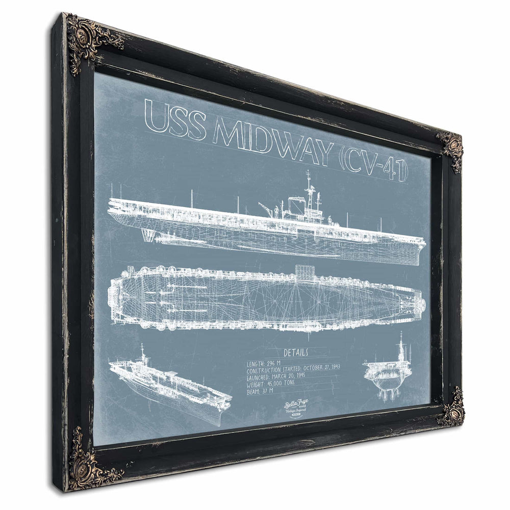 Bella Frye Home & Garden > Decor > Artwork USS Midway (CV-41) Blueprint Wall Art - Original Carrier Print