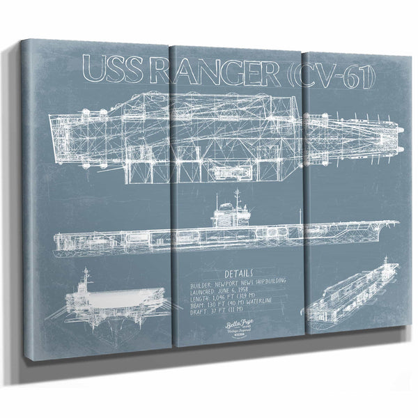 Bella Frye Home & Garden > Decor > Artwork USS Ranger (CV-61) Blueprint Wall Art - Original Carrier Print