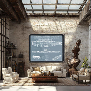 Bella Frye Home & Garden > Decor > Artwork USS Ranger (CV-61) Blueprint Wall Art - Original Carrier Print