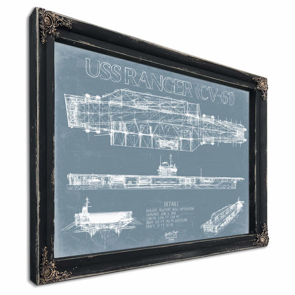 Bella Frye Home & Garden > Decor > Artwork USS Ranger (CV-61) Blueprint Wall Art - Original Carrier Print