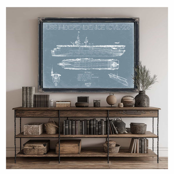 Bella Frye Home & Garden > Decor > Artwork USS Independence (CVL-22) Blueprint Wall Art - Original Carrier Print