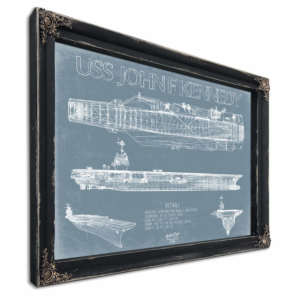 Bella Frye Home & Garden > Decor > Artwork USS John F. Kennedy (CVN-79) Blueprint Wall Art - Original Carrier Print