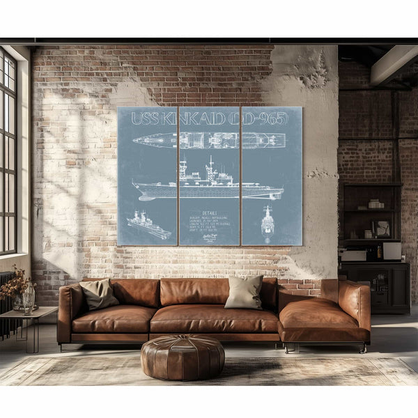 Bella Frye Home & Garden > Decor > Artwork USS Kinkaid (DD-965) Blueprint Wall Art - Original Destroyer Print