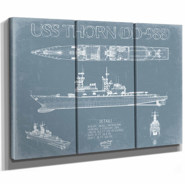Bella Frye Home & Garden > Decor > Artwork USS Thorn (DD-988) Blueprint Wall Art - Original Destroyer Print