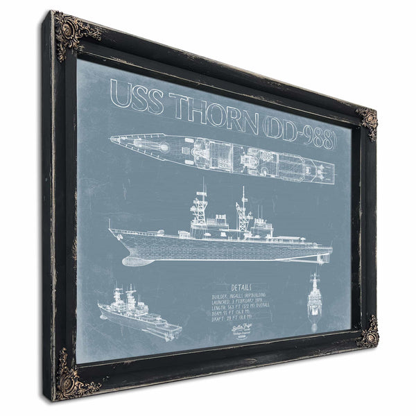 Bella Frye Home & Garden > Decor > Artwork USS Thorn (DD-988) Blueprint Wall Art - Original Destroyer Print