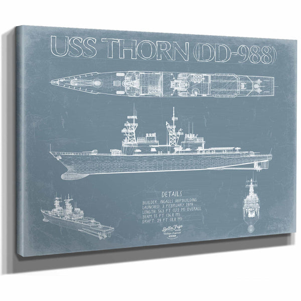 Bella Frye Home & Garden > Decor > Artwork USS Thorn (DD-988) Blueprint Wall Art - Original Destroyer Print