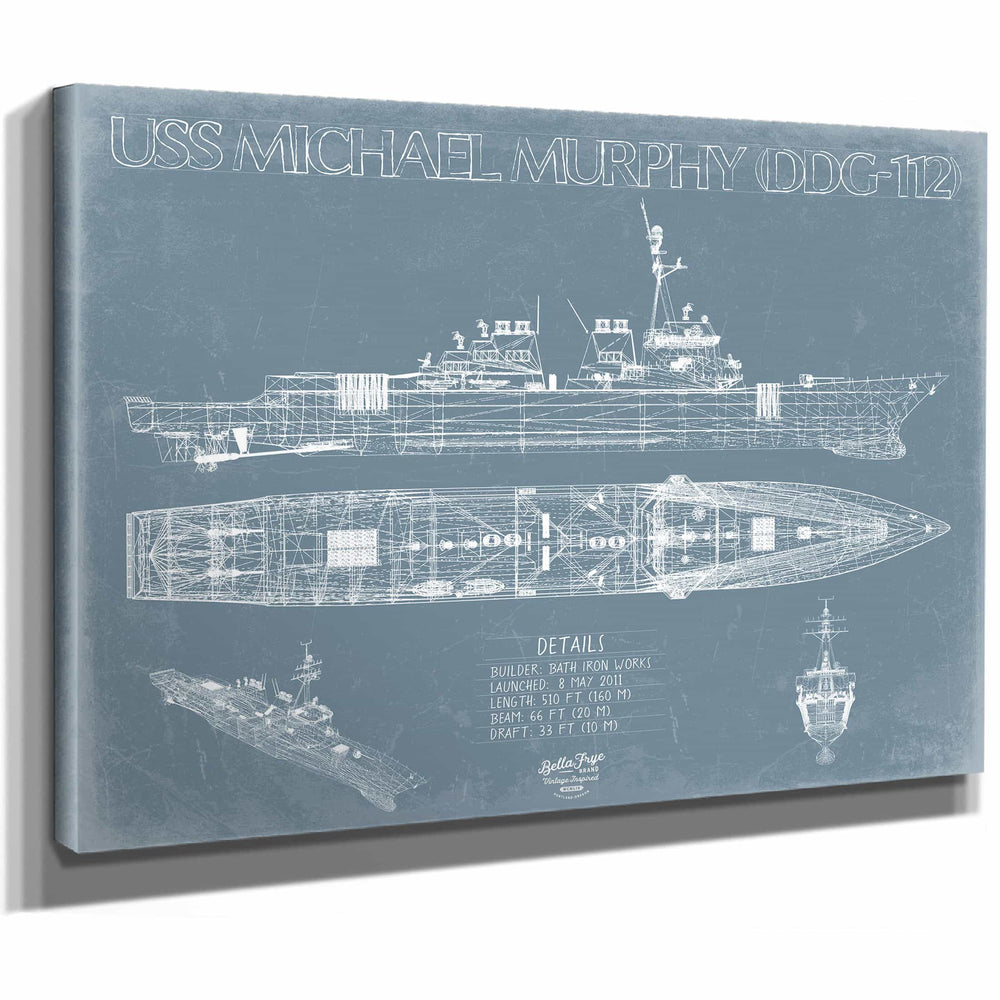 Bella Frye Home & Garden > Decor > Artwork USS Michael Murphy (DDG-112) Blueprint Wall Art - Original Guided-Missile Destroyer Print