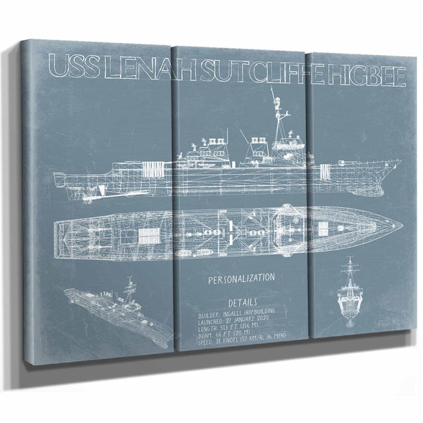 Bella Frye Home & Garden > Decor > Artwork USS Lenah Sutcliffe Higbee (DDG-123) Blueprint Wall Art - Original Guided-Missile Destroyer Print