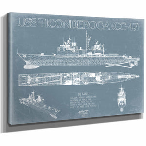Bella Frye Home & Garden > Decor > Artwork USS Ticonderoga (DDG-47/CG-47) Blueprint Wall Art - Original Cruiser Print