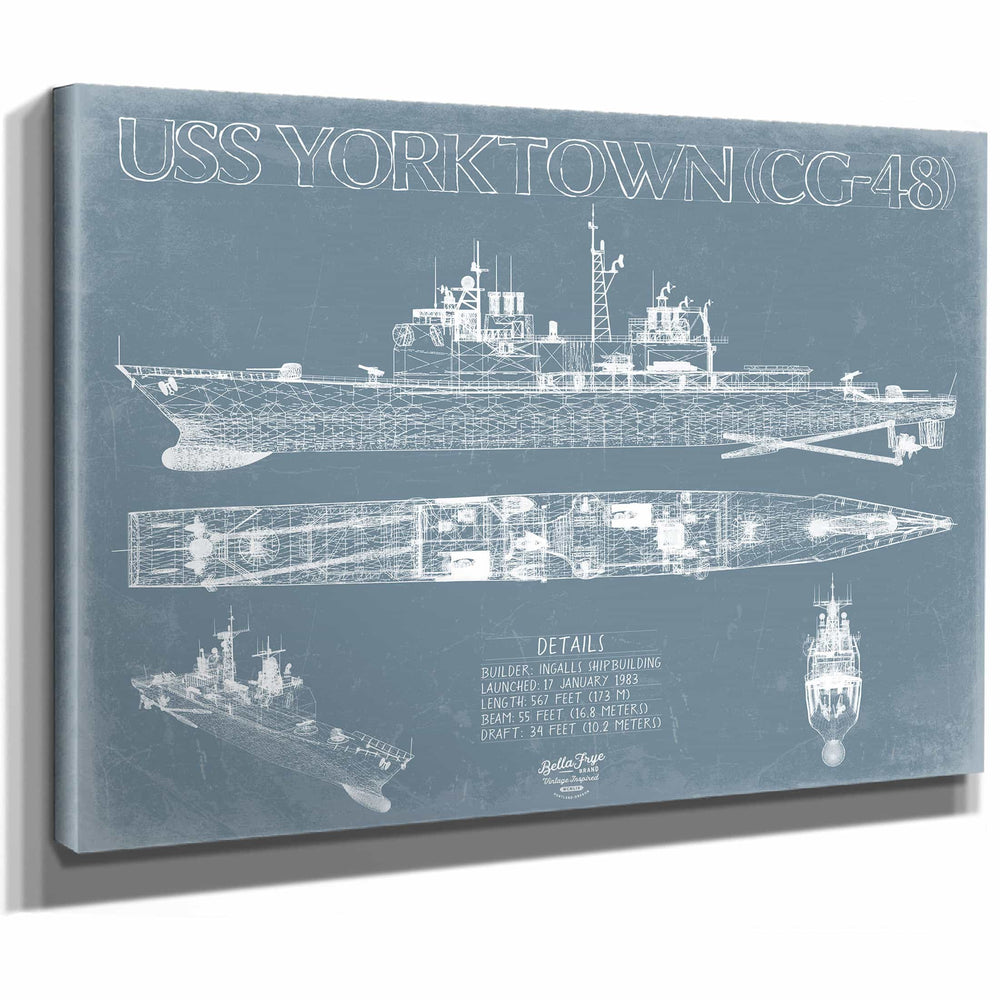 Bella Frye Home & Garden > Decor > Artwork USS Yorktown (DDG-48/CG-48) Blueprint Wall Art - Original Cruiser Print