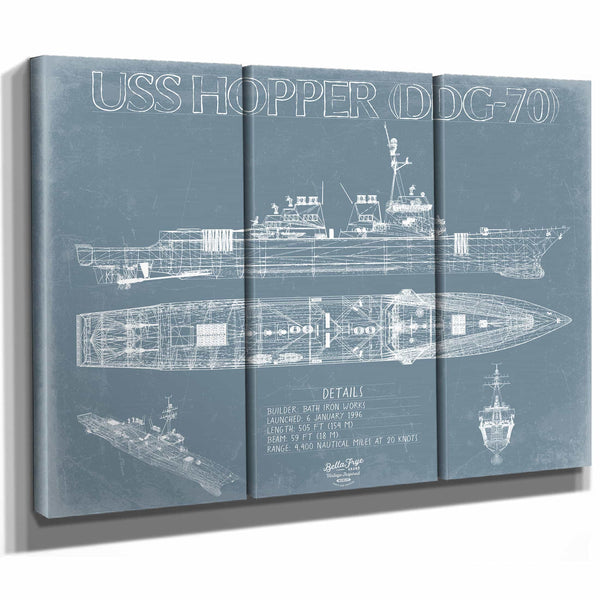 Bella Frye Home & Garden > Decor > Artwork USS Hopper (DDG-70) Blueprint Wall Art - Original Destroyer Print