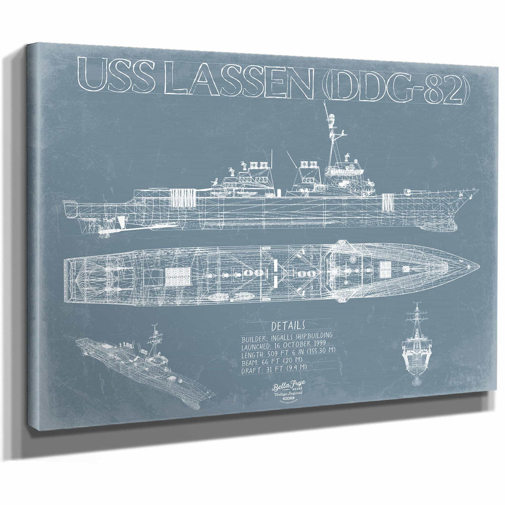 Bella Frye Home & Garden > Decor > Artwork USS Lassen (DDG-82) Blueprint Wall Art - Original Guided-Missile Destroyer Print