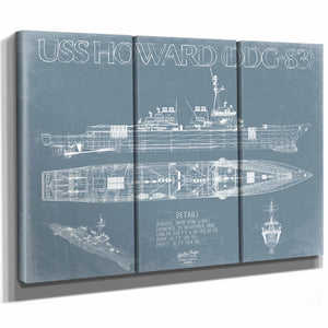 Bella Frye Home & Garden > Decor > Artwork USS Howard (DDG-83) Blueprint Wall Art - Original Guided-Missile Destroyer Print